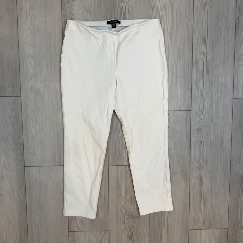 Karen Kane Womens White Pull On Cropped Pants High Rise Stretch Size L